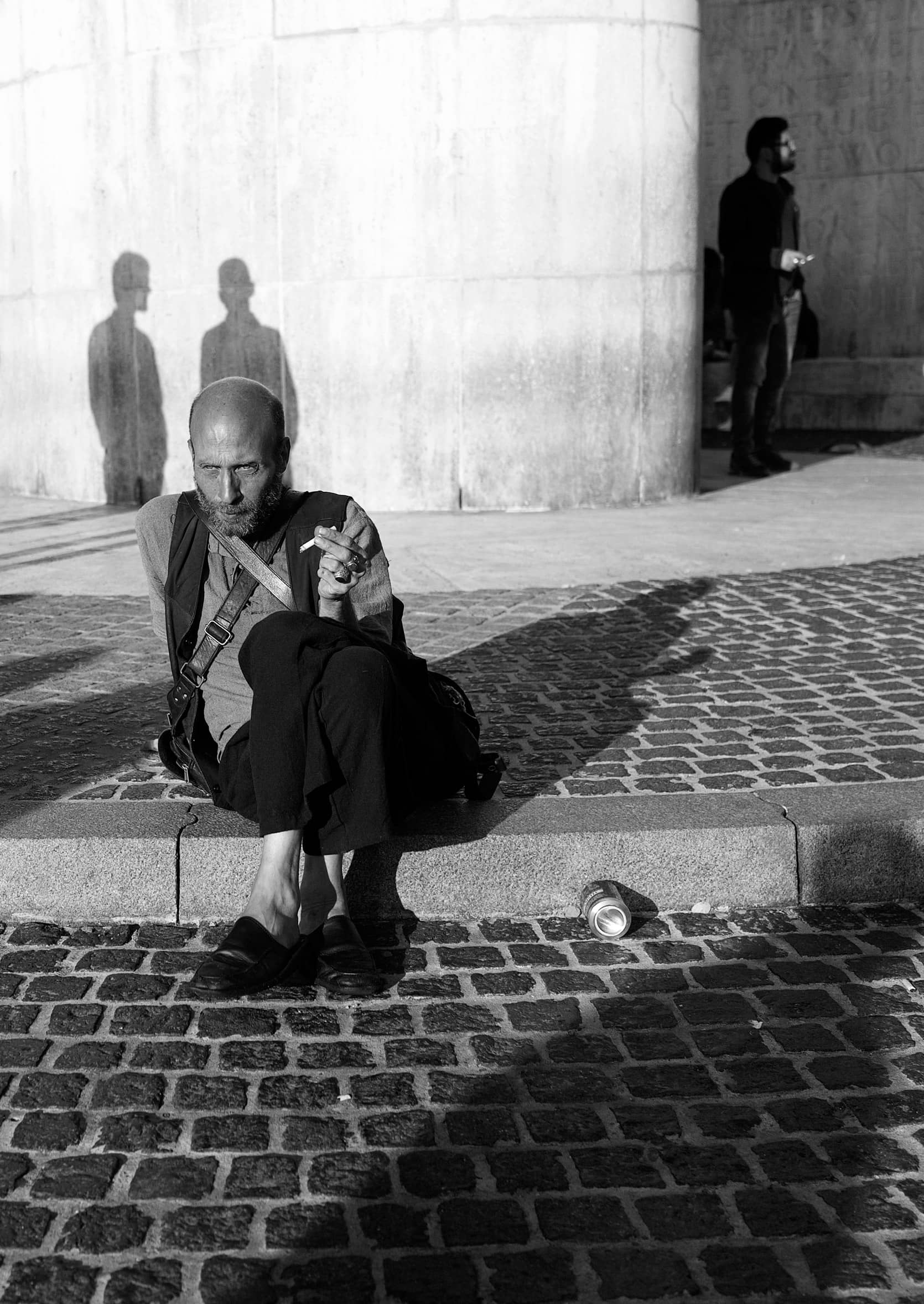 dam square Amsterdam shadows black and white