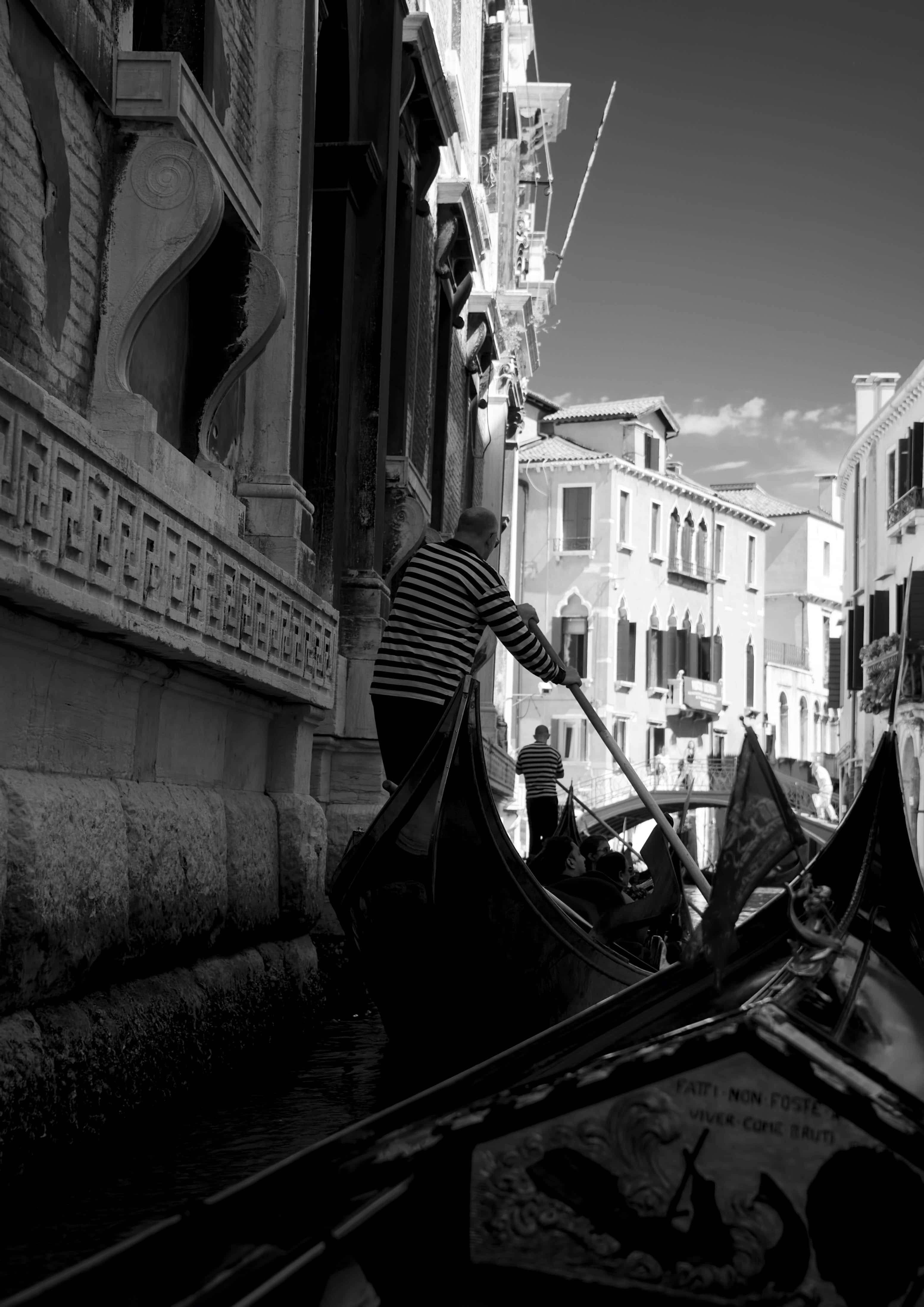 High contrast black and white Venice canal