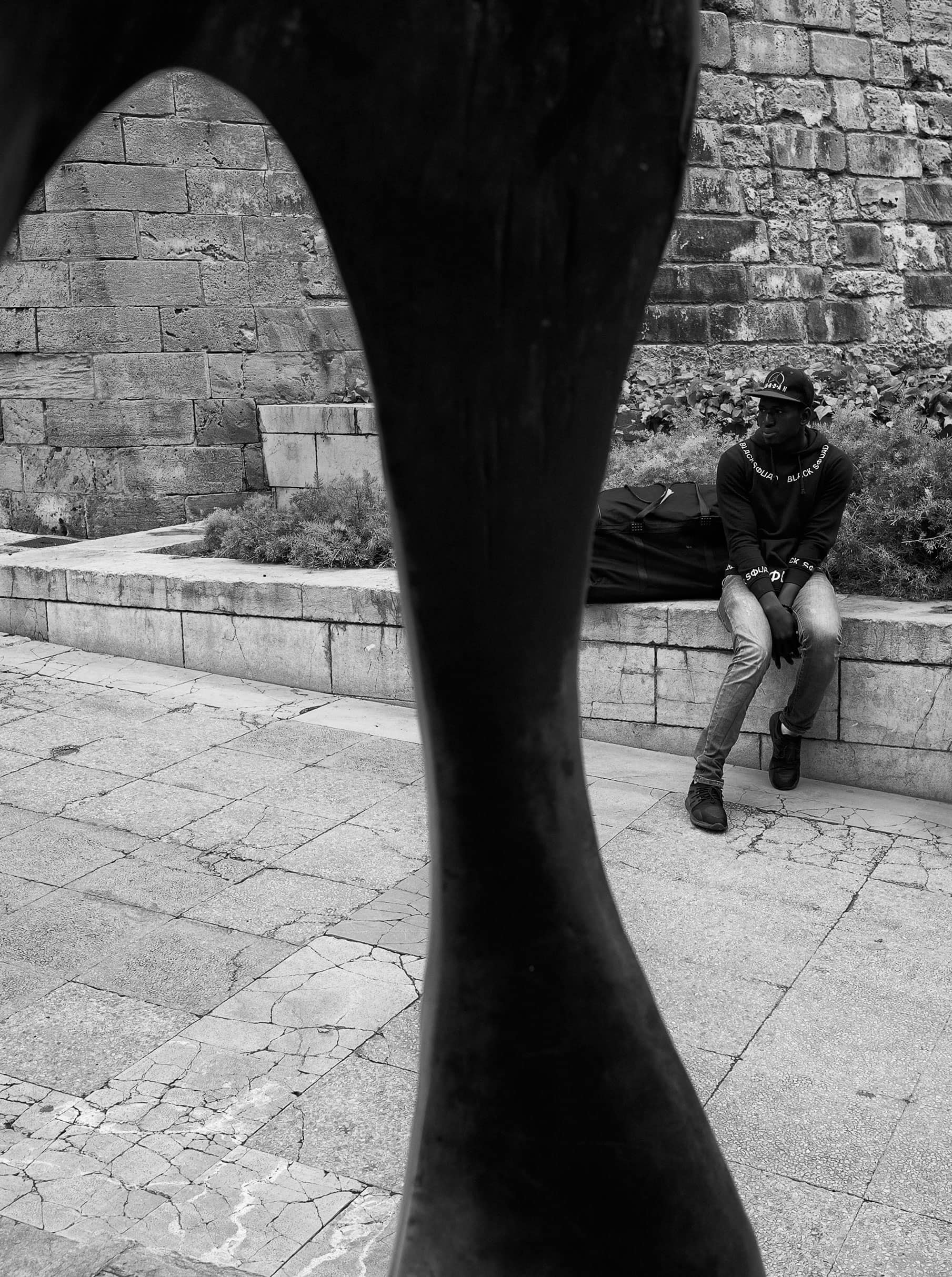 Street vendor Joan Miro Monument Palma