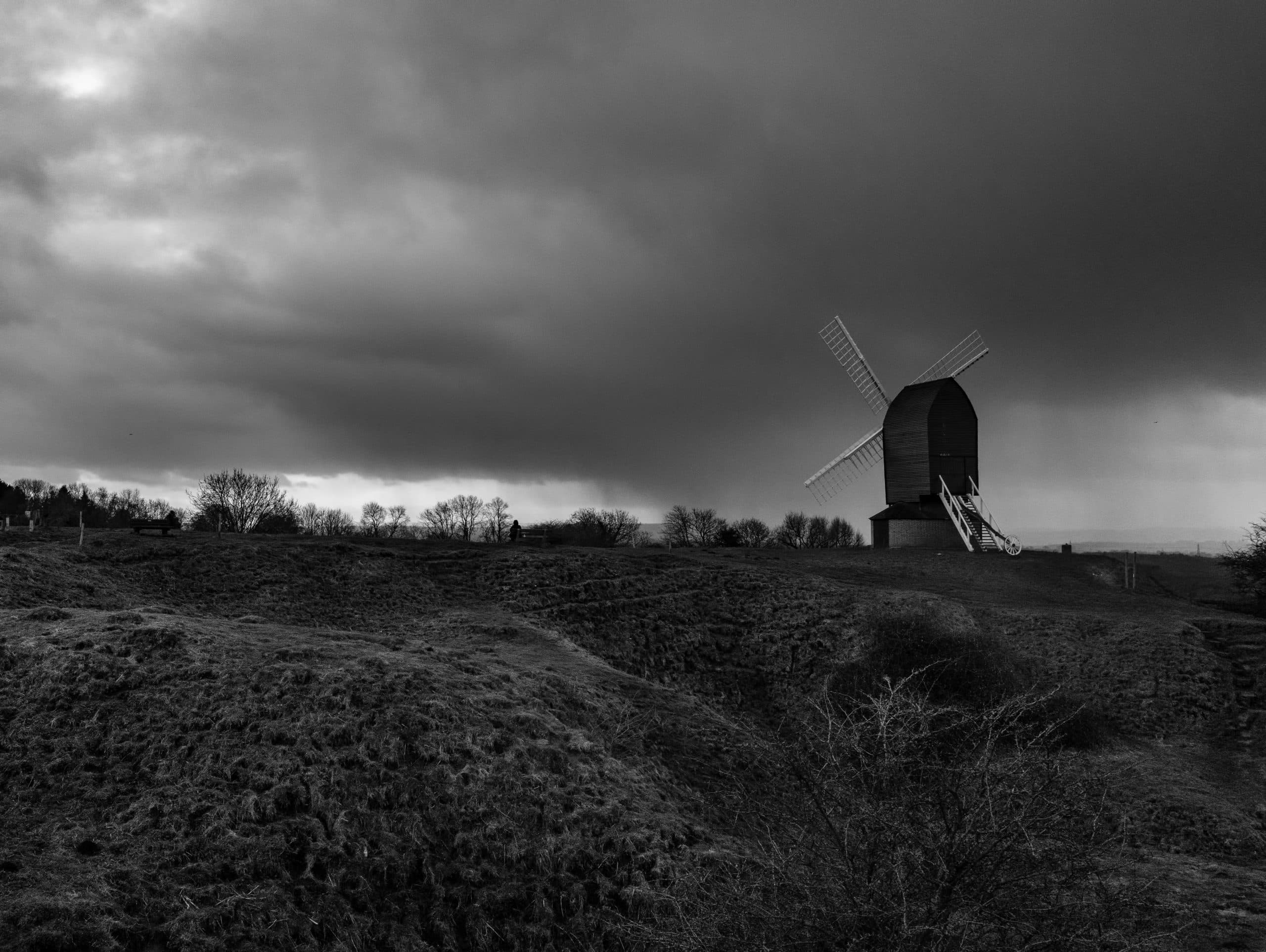 Brill windmill storm clouds